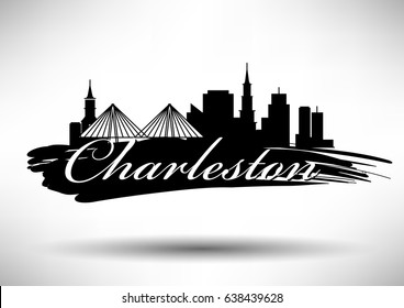 Vector Graphic Design of Charleston City Skyline
