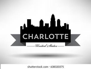 Vector Graphic Design of Charlotte City Skyline