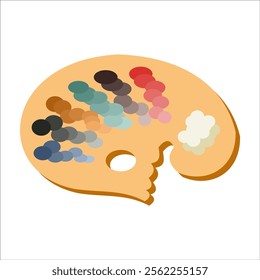 Vector graphic design colorful icon of white background painting palette board, painting tools.