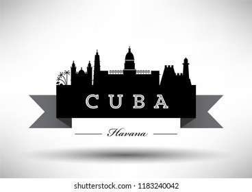 Vector Diseño gráfico de Cuba Skyline