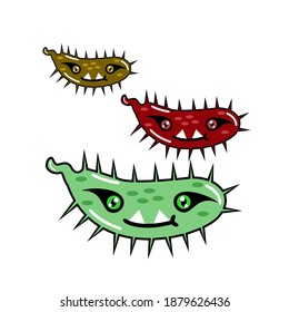 
Vector graphic design of cute bacterial monsters