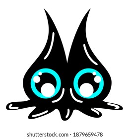 Vector graphic design of cute black tentacle monsters