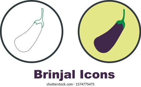 vector graphic design of Egg plant icons , both line drawing and flat design 