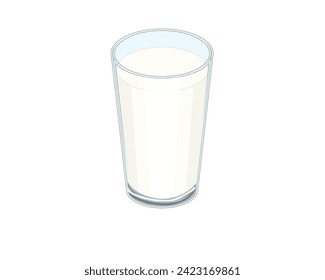 vector graphic design of a glass cup or clear glass containing white milk