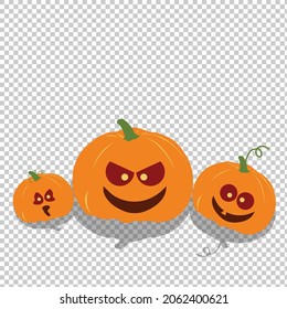 Vector graphic design of Halloween Pumpkins with transparency grid