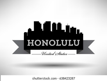 Vector Graphic Design of Honolulu City Skyline