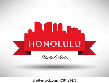 Vector Graphic Design of Honolulu City Skyline