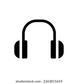 Diseño gráfico vectorial de auriculares de iconos en estilo glifo. Perfecto para instrucción de símbolos, diseño de elementos, aplicación de interfaz de usuario, etc.