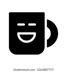 Vector graphic design of icon mug coffee in glyph style. Perfect for symbol instruction, element design, UI app,etc.