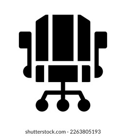 Diseño gráfico vectorial de la silla de oficina de iconos en estilo glifo. Perfecto para instrucción de símbolos, diseño de elementos, aplicación de interfaz de usuario, etc.