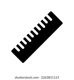 Vector graphic design of icon ruler in glyph style. Perfect for symbol instruction, element design, UI app,etc.