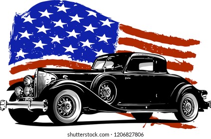 vector graphic design illustration of an American muscle car