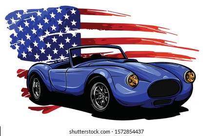 vector graphic design illustration of an American muscle car