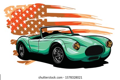 vector graphic design illustration of an American muscle car