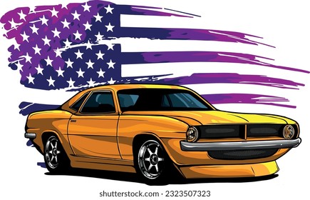 Vektorgrafik-Design-Illustration eines amerikanischen Muskelwagens