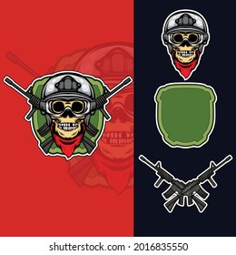 Ilustración de diseño gráfico vectorial, logotipo del guardaesquíes del ejército que se puede utilizar para el diseño del logotipo, pegatinas, etc.