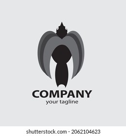 vector graphic design illustration of a bird logo with open wings suitable for a business or company logo that depicts intelligence, speed, passion and strength