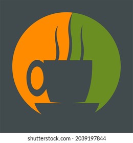 Vector graphic design illustration of a black hot coffee mug symbol sign. 