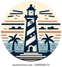 vector graphic design illustration of Lighthouse in the afternoon to commemorate lighthouse day 