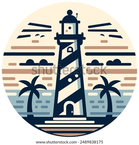 vector graphic design illustration of Lighthouse in the afternoon to commemorate lighthouse day 