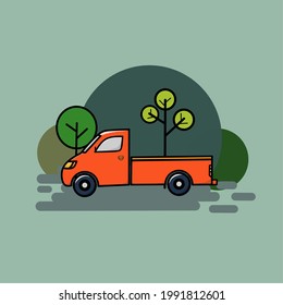 vector graphic design illustration of a minimalist flat car, simple, suitable for collection, etc.
