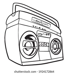 vector graphic design illustration of tape recorder, icon, art tattoo sketch, logo, hand draw, use in print