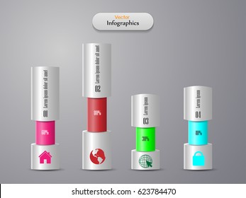 Vector Graphic Design Infographic Cylinder On a gray background
