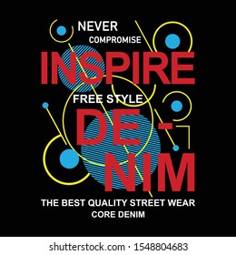 vector graphic design inspire denim for t-shirt, ready print