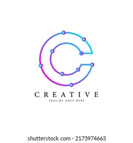 vector graphic design, monogram logo initial letter C
