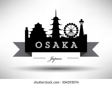 Vector Graphic Design of Osaka City Skyline