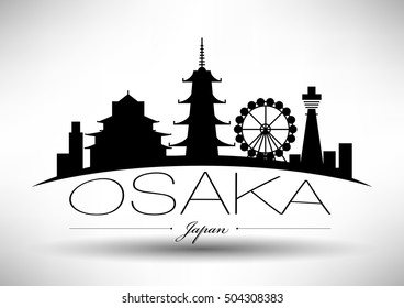 Vector Graphic Design of Osaka City Skyline