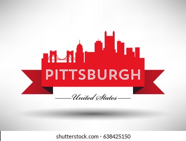 Vector Graphic Design of Pittsburgh City Skyline