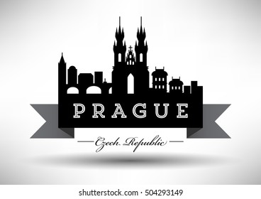 Vector Graphic Design of Prague City Skyline