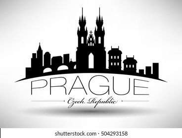 Vector Graphic Design of Prague City Skyline