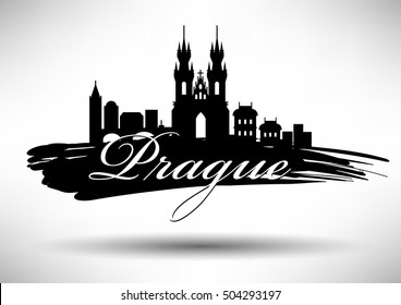 Vector Graphic Design of Prague City Skyline