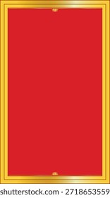 Diseño gráfico de Vector del marco de Vertical del color rojo con el ornamento del color oro y el área vacía para el fondo chino del tema del año Nuevo