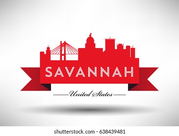 Vector Graphic Design of Savannah City Skyline