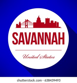 Vector Graphic Design of Savannah City Skyline