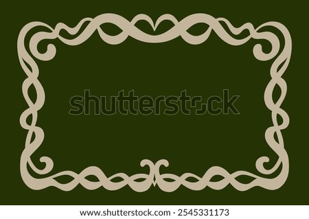 Vector graphic design template,  art nouveau floral style frame and logo, minimalistic ornate border, divider and frame decoration, for packaging, branding, invitations, tattoo silhouette illustration