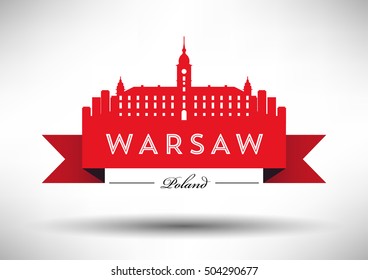 Vector Graphic Design of Warsaw City Skyline