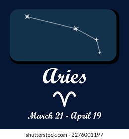Vector graphic design for the zodiac sign for Aries the ram. Aries is ruled by the planet of Mars and its characteristics are initiation, courage, boldness, spontaneity and inspiration