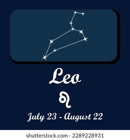 Vector graphic design for the zodiac sign for Leo the lion. The ruling planet of Leo is the Sun. Leo is confident, passionate, charismatic, and loves to be the center of attention.