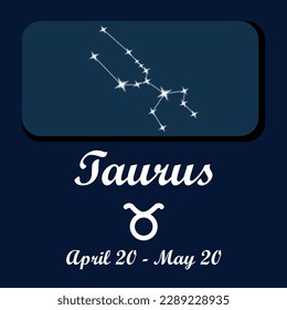 Vector graphic design for the zodiac sign for Taurus the bull. Ruling planet: Venus. Taurus is known for being reliable, practical, sensual, patient, and persistent.