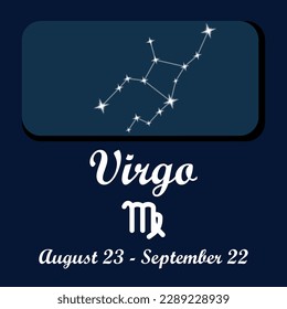 Vector graphic design for the zodiac sign for Virgo the maiden. The ruling planet of Virgo is Mercury. Virgos are known for their practicality, attention to detail, intelligence, and modesty.