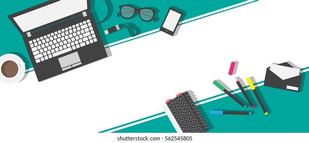 Vector graphic designers desk. Business concept. Copy space.