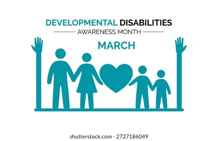 Vector graphic of Developmental Disabilities awareness month is observed every year in March. Holiday concept. Design for banner, cards, prints, social media, poster, flyer and background design template.