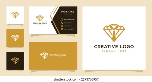 Gráfico vectorial del diamante combinado con la plantilla de diseño del logotipo de corbata