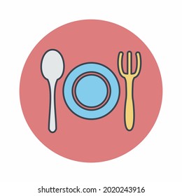 Vector Graphic of Dinner - Colour Mate Style - simple illustration. Editable stroke. Design template vector.outline style design.Vector graphic illustration