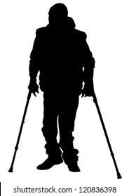 Vector graphic disabled in a wheel chair. Silhouettes of people