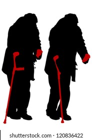 Vector graphic disabled in a wheel chair. Silhouettes of people